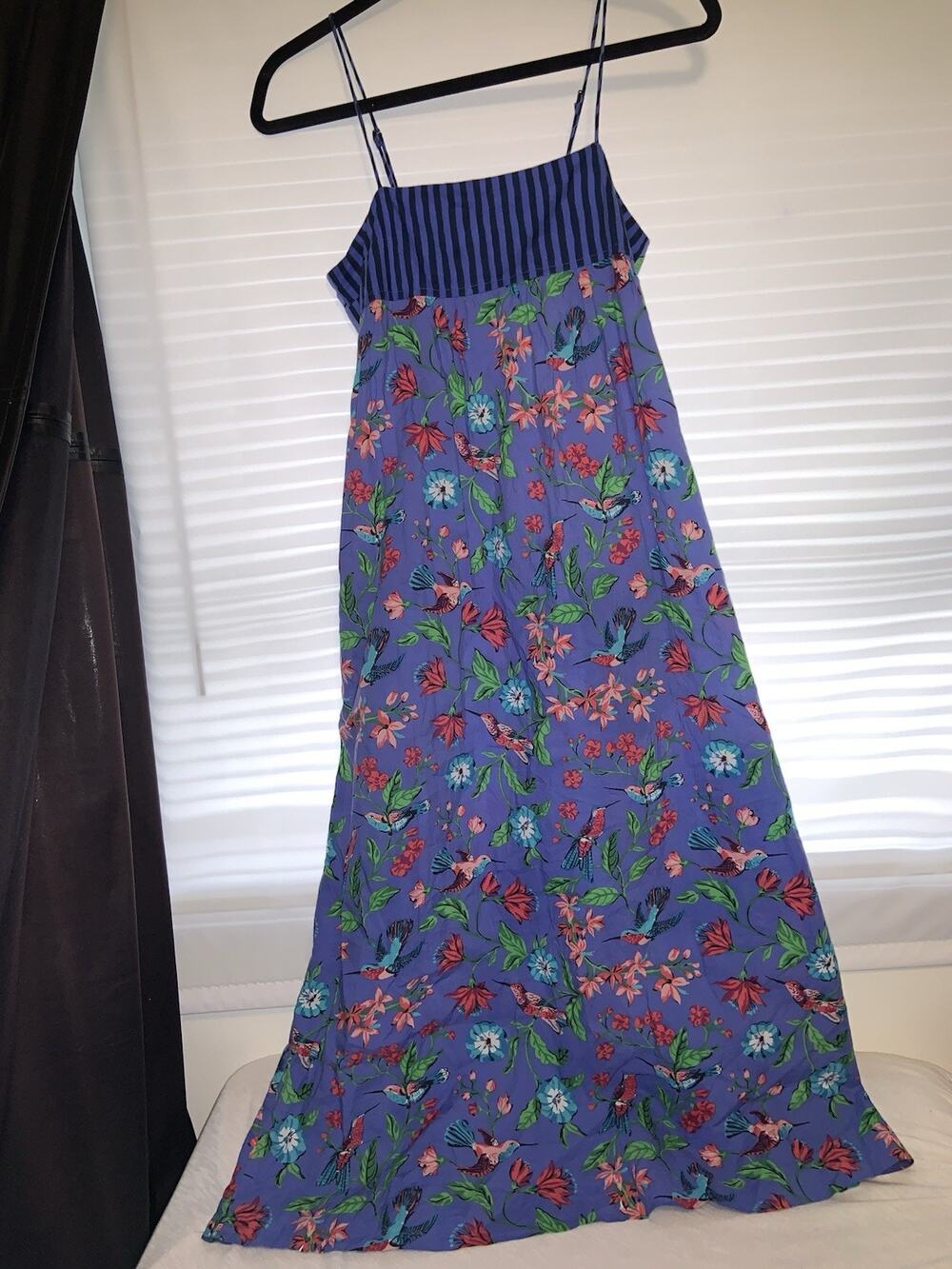 Print Fresh Floral & Striped Print Organic Cotton Sundress night gown Size XS